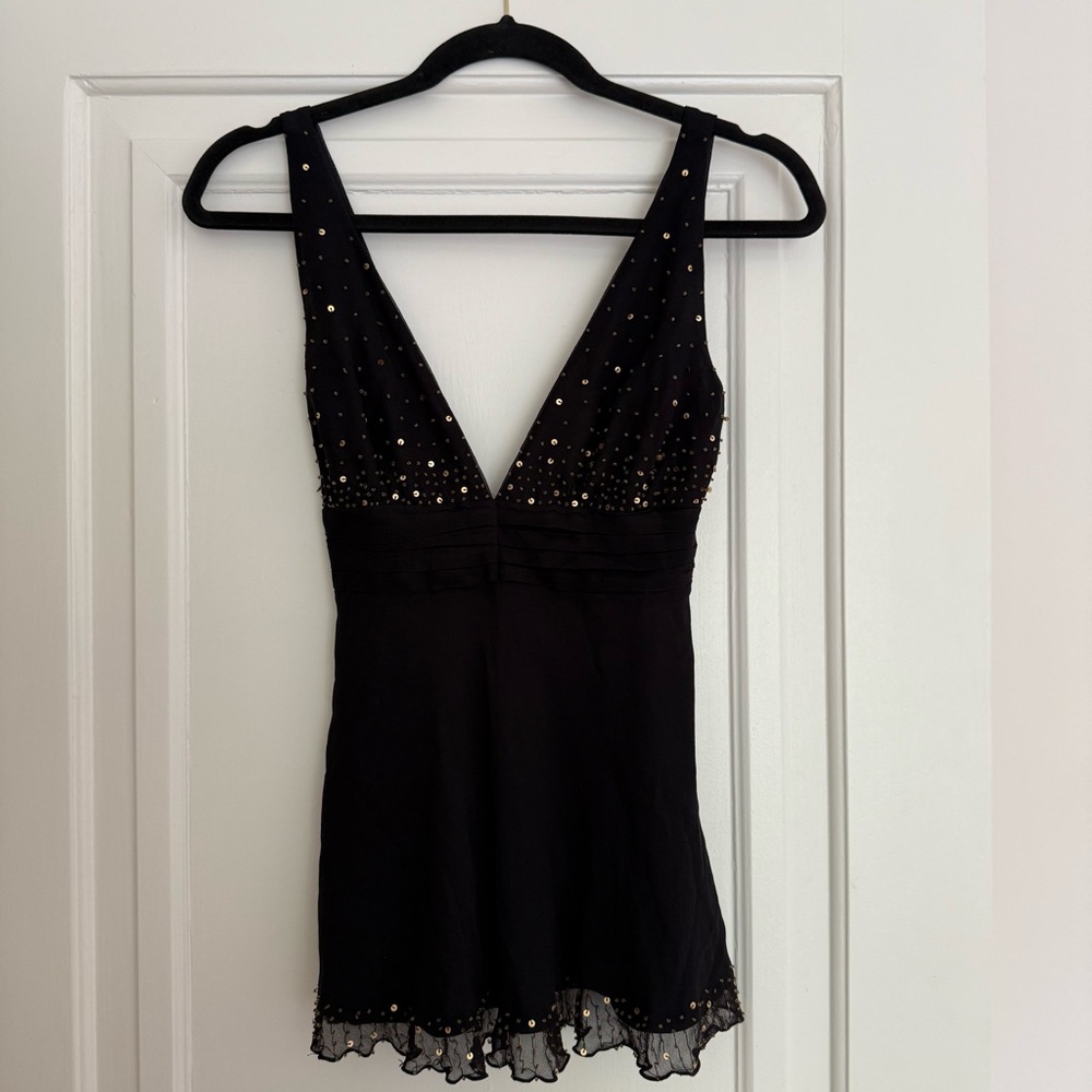 Elegant Black Tank Top with Gold Accents